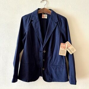 NEW Ruff Hewn 100% cotton casual blazer jacket in navy plaid